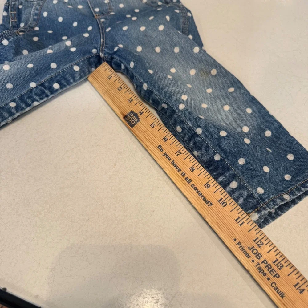 OshKosh B'gosh Overalls Kids 24M Blue White Polka Dot Denim Adjustable Straps